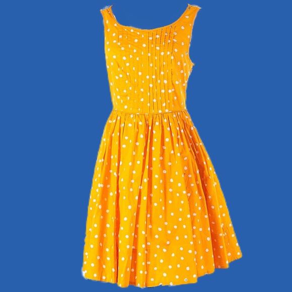 NWT $118 Anthropologie | Moulinette Souers | Polka Dot | Cotton Dress |Marigold - Picture 3 of 12